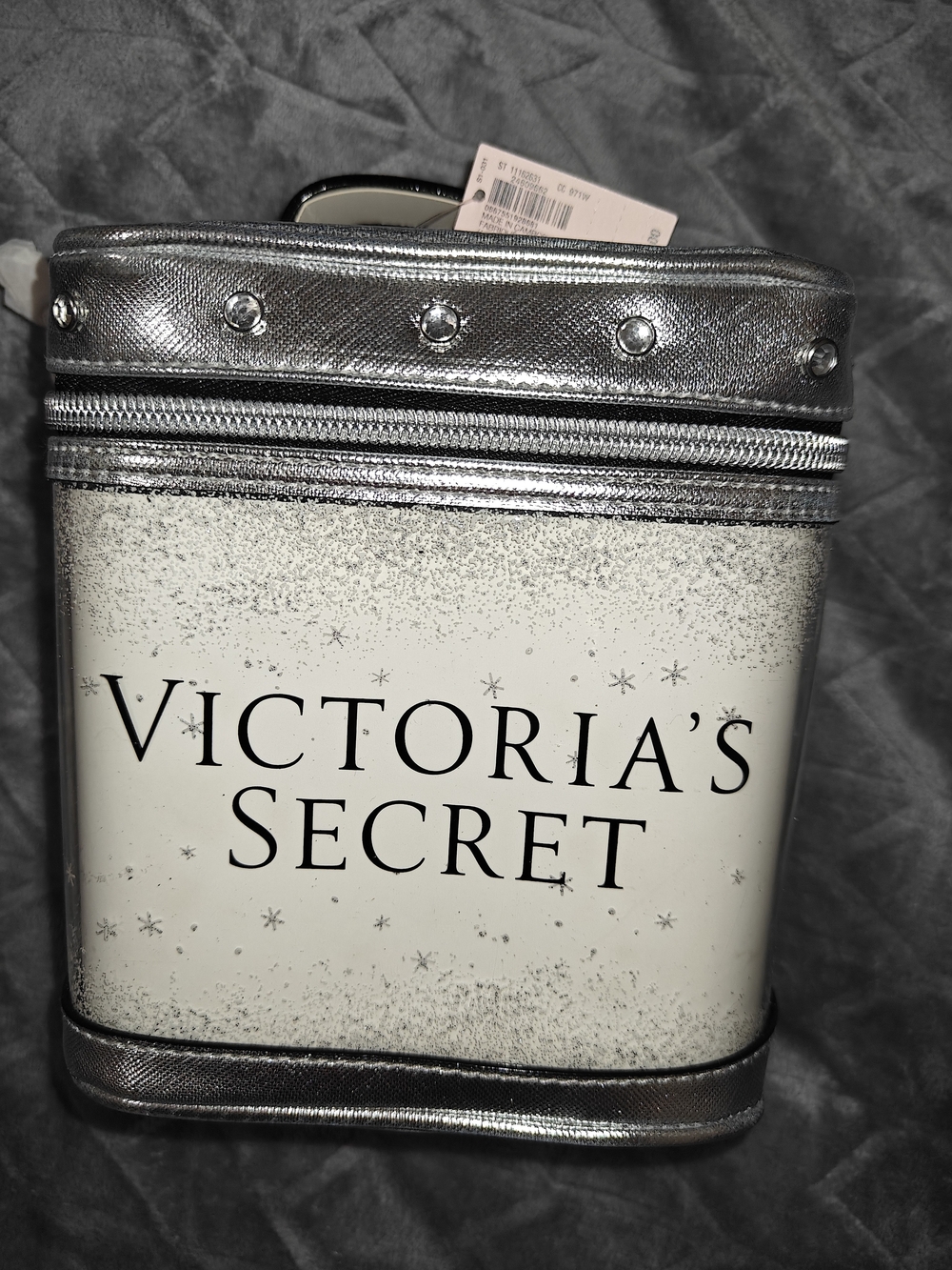 Victoria's Secret Silver and Cream Cosmetic Case